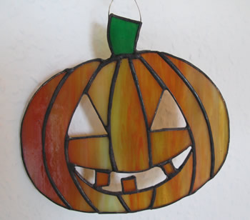 Halloween Kürbis als Tiffanyfensterbild